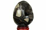 Septarian Dragon Egg Geode - Black Crystals #143148-1